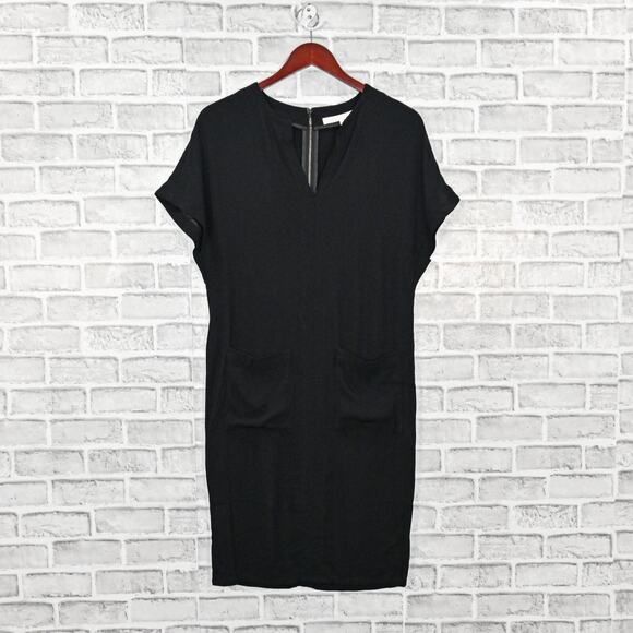 APIECE APART Women's V-neck cap sleeve Dress Black wool blend size 2 - Picture 5 of 11